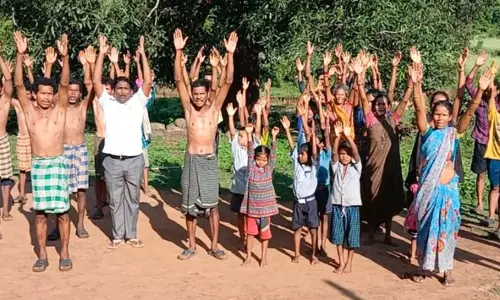 Tribals Use Yoga Protest To Highlight Road Needs