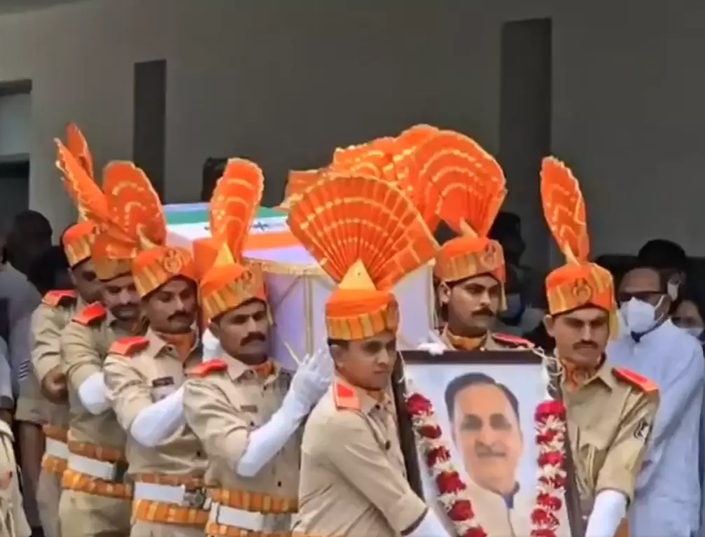 Rupani Cremated With Full State Honours At Rajkot