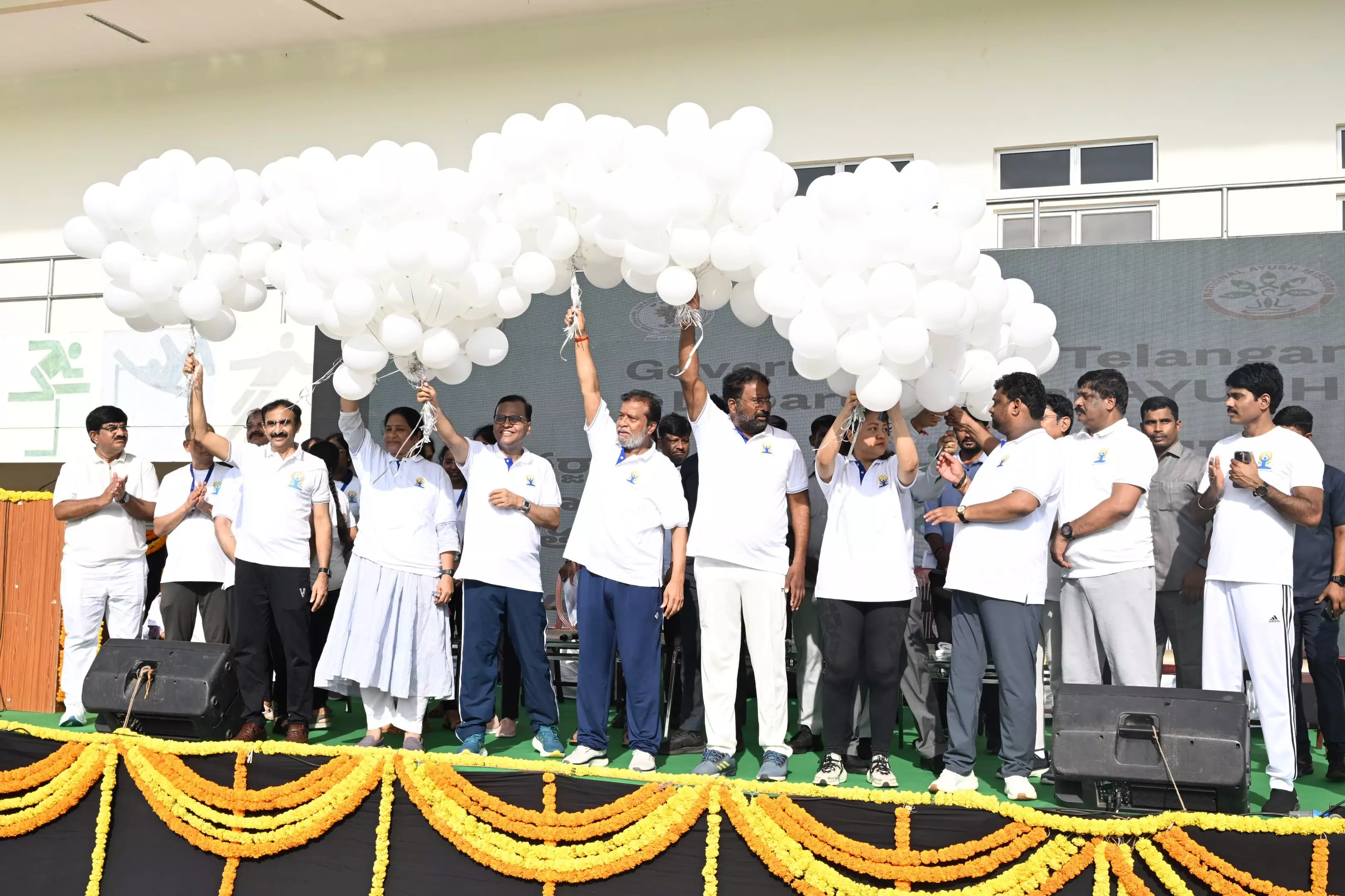 Telangana Guv, Union, State Ministers Attend Yoga Day Celebrations