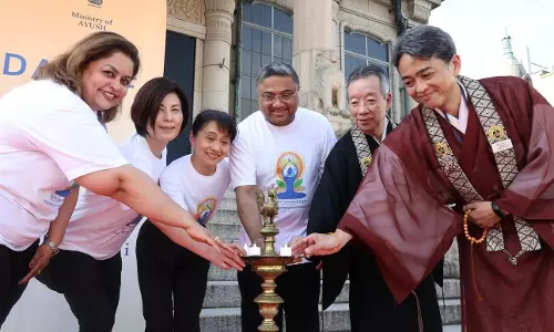 Japan PMs Wife Yoshiko Ishiba Participates in International Yoga Day Celebrations
