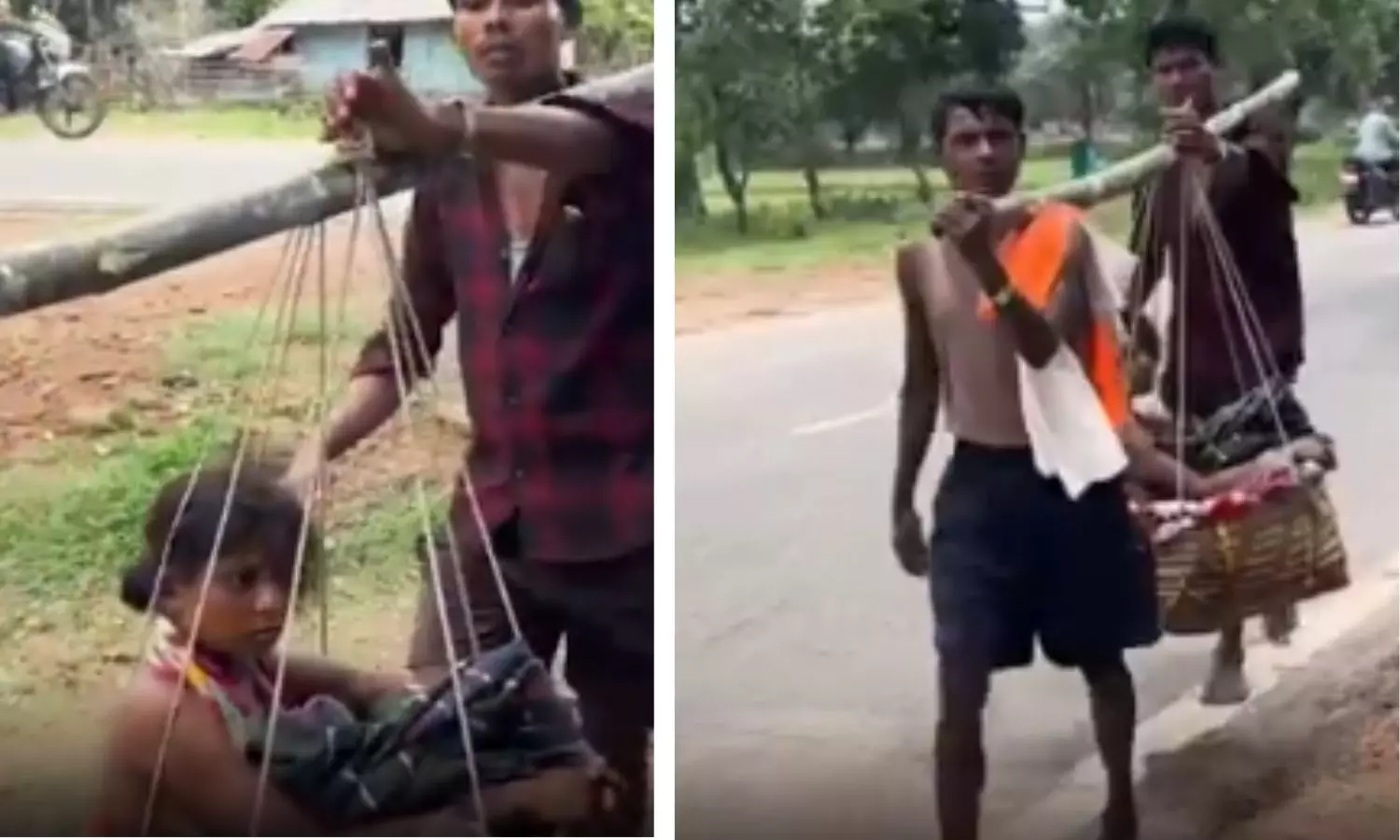 Pregnant Woman Carried in Doli Near Mumbai Due to No Road Pregnant Woman Carried in Doli Near Mumbai Due to No Road