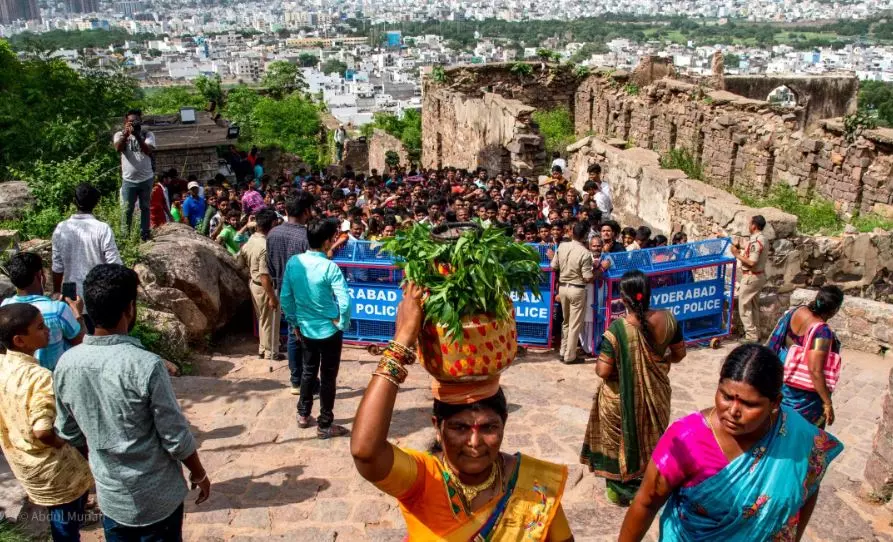 Golconda Fort Decks Up For Bonalu Celebrations; Security Tightened