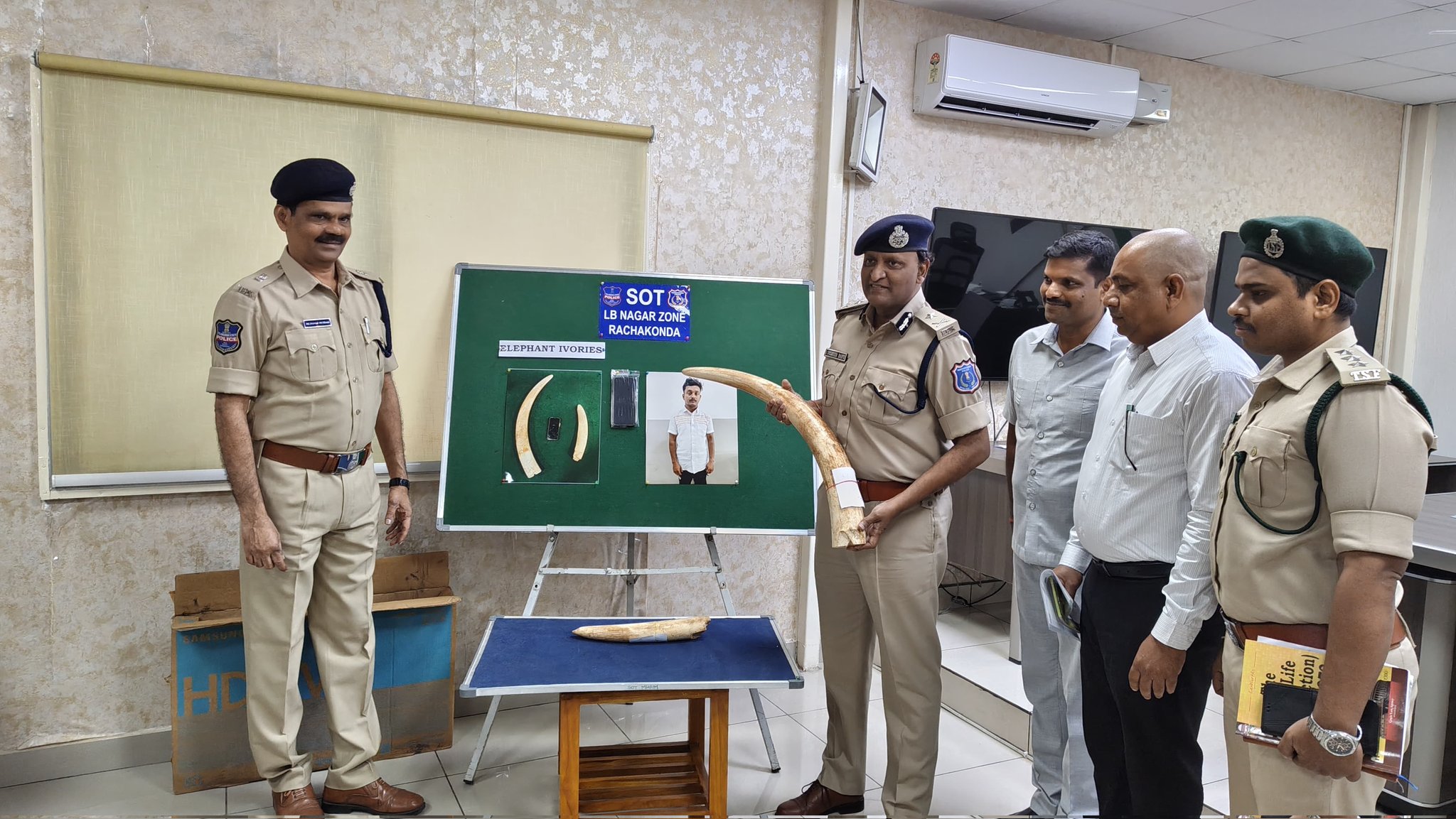 Man Arrested for Smuggling Elephant Tusks in Hyderabad