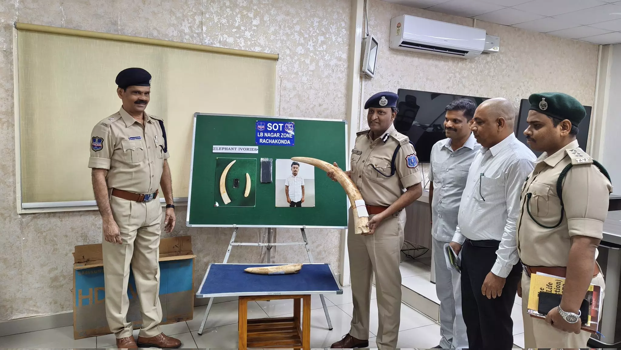 Man Smuggles Elephant Tusks Worth Crores from Seshachalam, Held Man Smuggles Elephant Tusks Worth Crores from Seshachalam, Held
