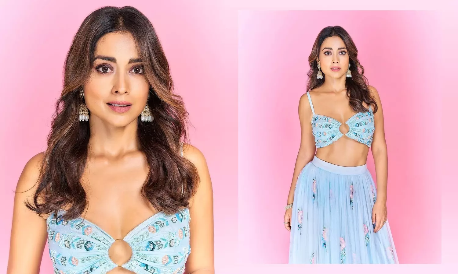 Shriya Saran Is Dreamy In A Light Blue Outfit