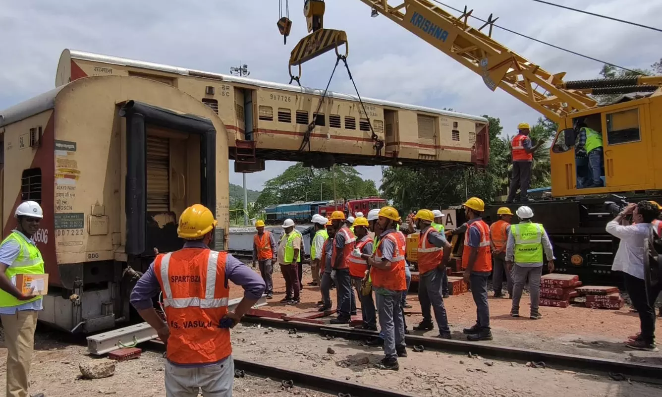 Mock Train Accident Drill At Vijayawada Railway Station