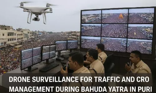 Drone Surveillance Deployed For Traffic And Crowd Management During Bahuda Yatra In Puri Drone Surveillance Deployed For Traffic And Crowd Management During Bahuda Yatra In Puri