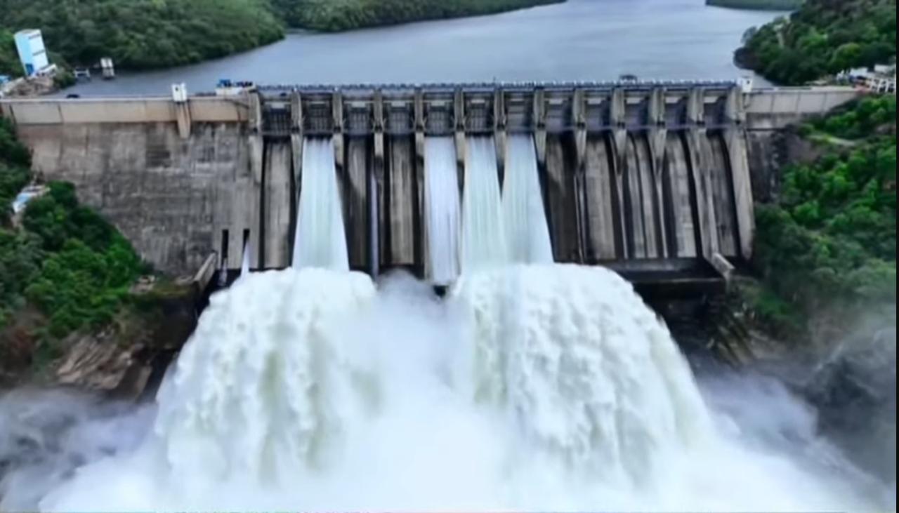 Authorities Carry Crest Gates of Srisailam Dam