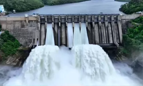 Authorities Lift Crest Gates of Srisailam Dam