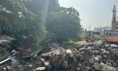 HYDRAA Demolishes Illegal Constructions on Nala in Habibnagar