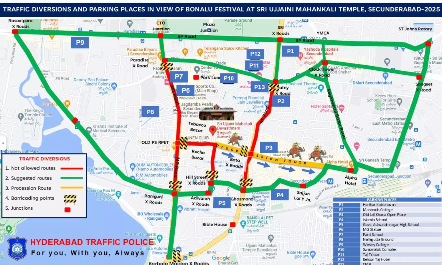 Traffic Restrictions Imposed In View Of Secunderabad Bonalu Celebrations