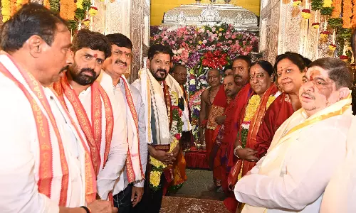 Revanth Reddy Offers Special Prayers At Sri Ujjaini Mahankali Temple