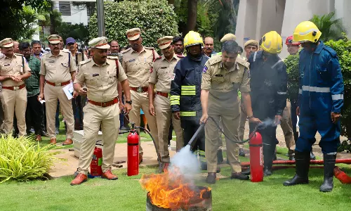 Cyberabad Police Conducts Fire Mock Drill to Strengthen Emergency Preparedness