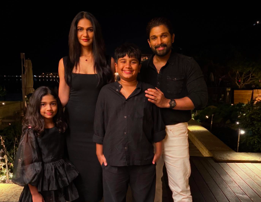 Allu Arjun and Family in Coordinated Black Attire