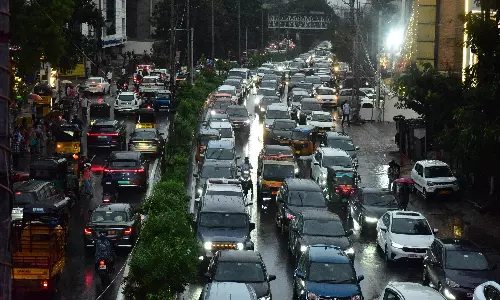 Heavy Rain Disrupts Hyderabad Traffic