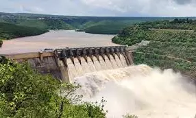Srisailam Dam Gate Opened As Reservoir Nears full Level Srisailam Dam Gate Opened As Reservoir Nears full Level