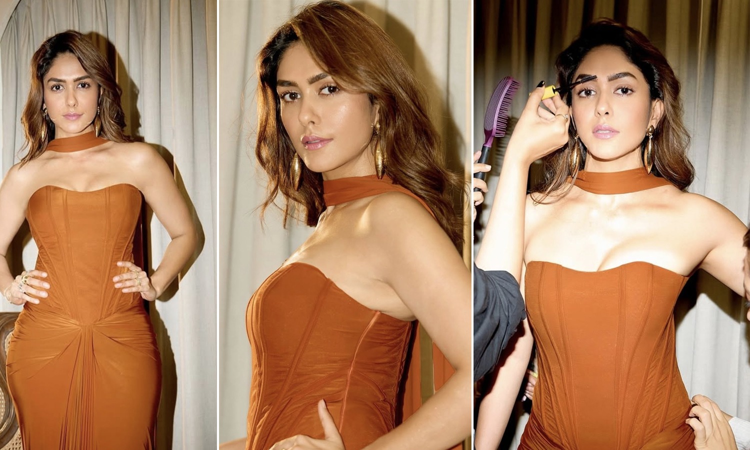 Mrunal Thakur's Fashion Statement in Orange Gown
