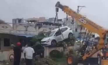 Hyderabad: Car Climbs Wall in Dundigal After Driver Dozes Off