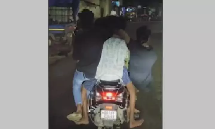 Midnight Joyride Turns Risky: Seven Youths Cram Onto Scooter in Sambalpur