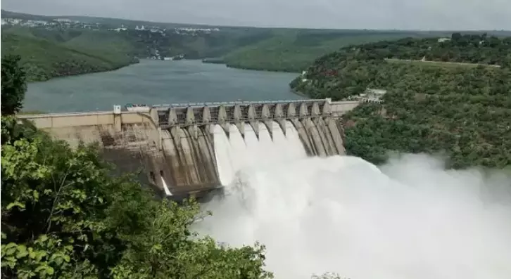 Flood Inflow Swells Srisailam Reservoir to Near Capacity; Six  Gates Opened