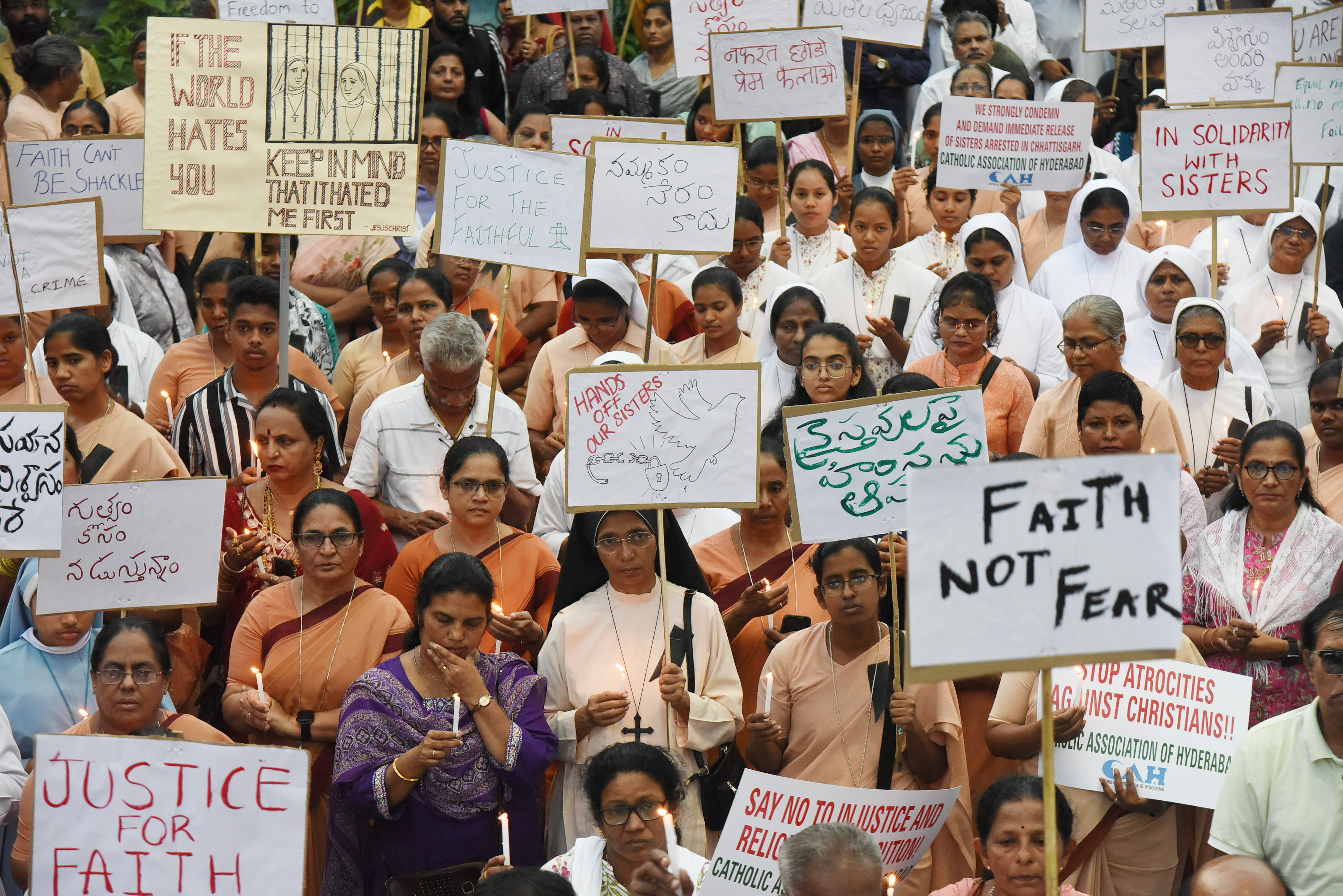 Hyderabad Christians Protest Nuns' Arrest in Chhattisgarh