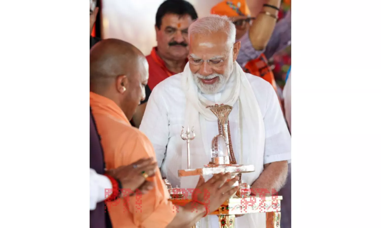 Adityanath Gifts PM Modi Handcrafted Shivling Blending Three GI-certified Kashi Crafts