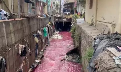Red Water Flow in Nala Spooks People