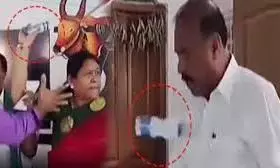 BRS MLA Throws Water Bottles At Congress Leader BRS MLA Throws Water Bottles At Congress Leader