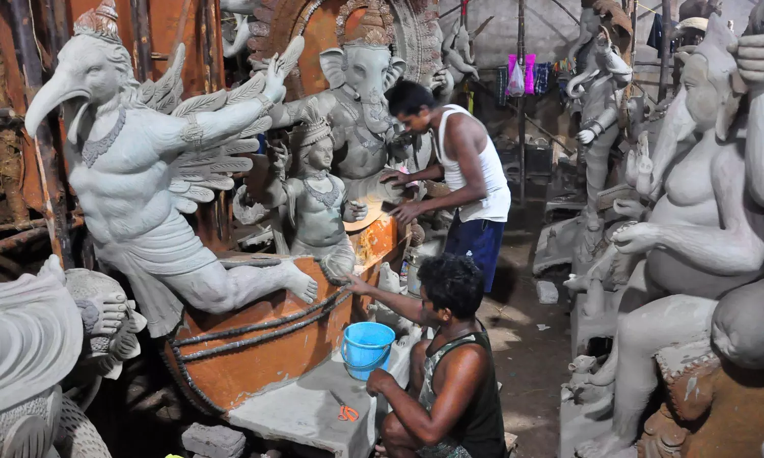 Kolkata Artisans Breathing Life Into Clay Idols At Vizag
