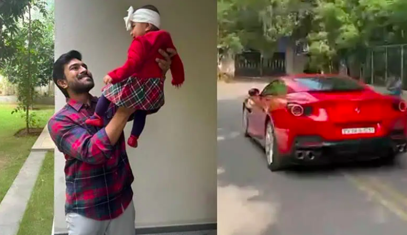 Ram Charan Spotted with Daughter in Ferrari: Viral Moment