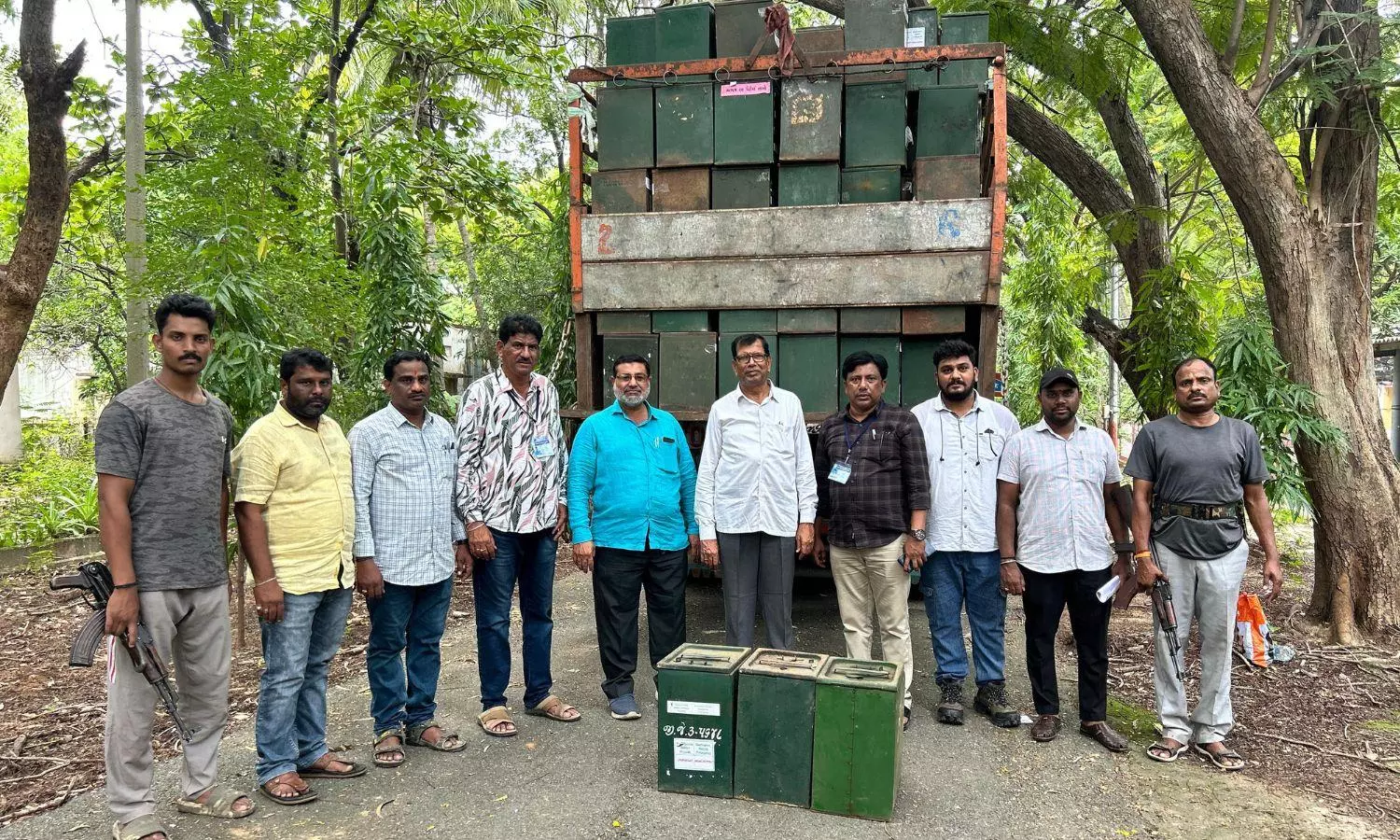 Ballot Boxes Reach Mancherial From Gujarat For Local Body Polls