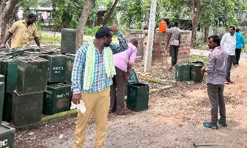 Ballot Boxes Reach Mancherial From Gujarat For Local Body Polls