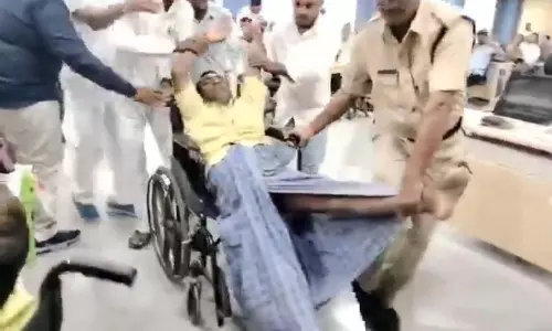 Video of Disabled Man’s Removal Sparks Row in Jagtial Video of Disabled Man’s Removal Sparks Row in Jagtial