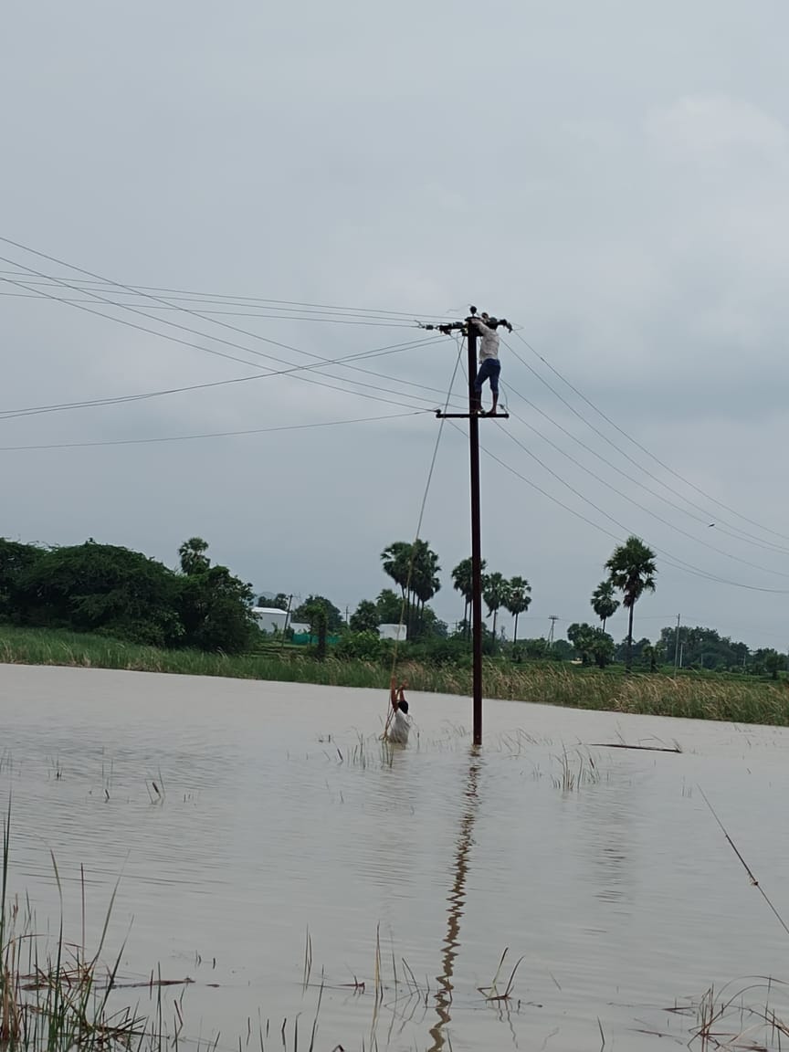 Linemen Restore Power After Heavy Rain in Suryapet