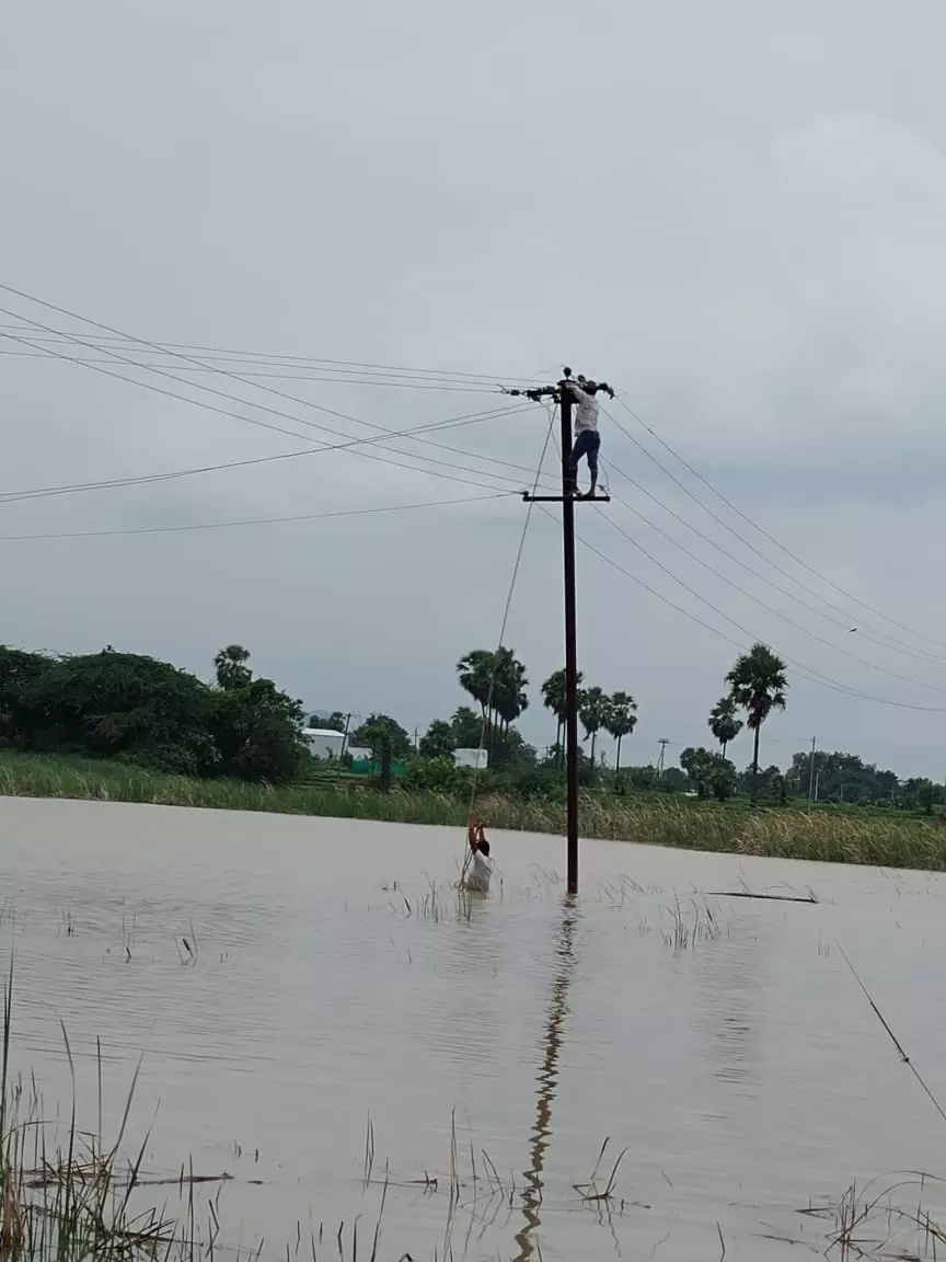 Linemen Brave Rain, Restore Power Supply