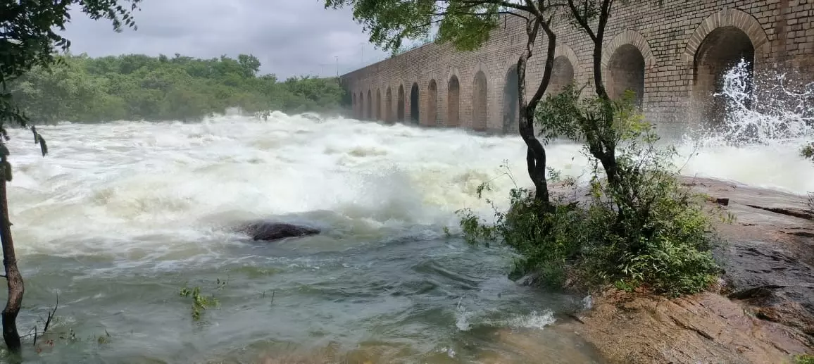 11 Gates of Himayatsagar Opened After Heavy Rains 11 Gates of Himayatsagar Opened After Heavy Rains