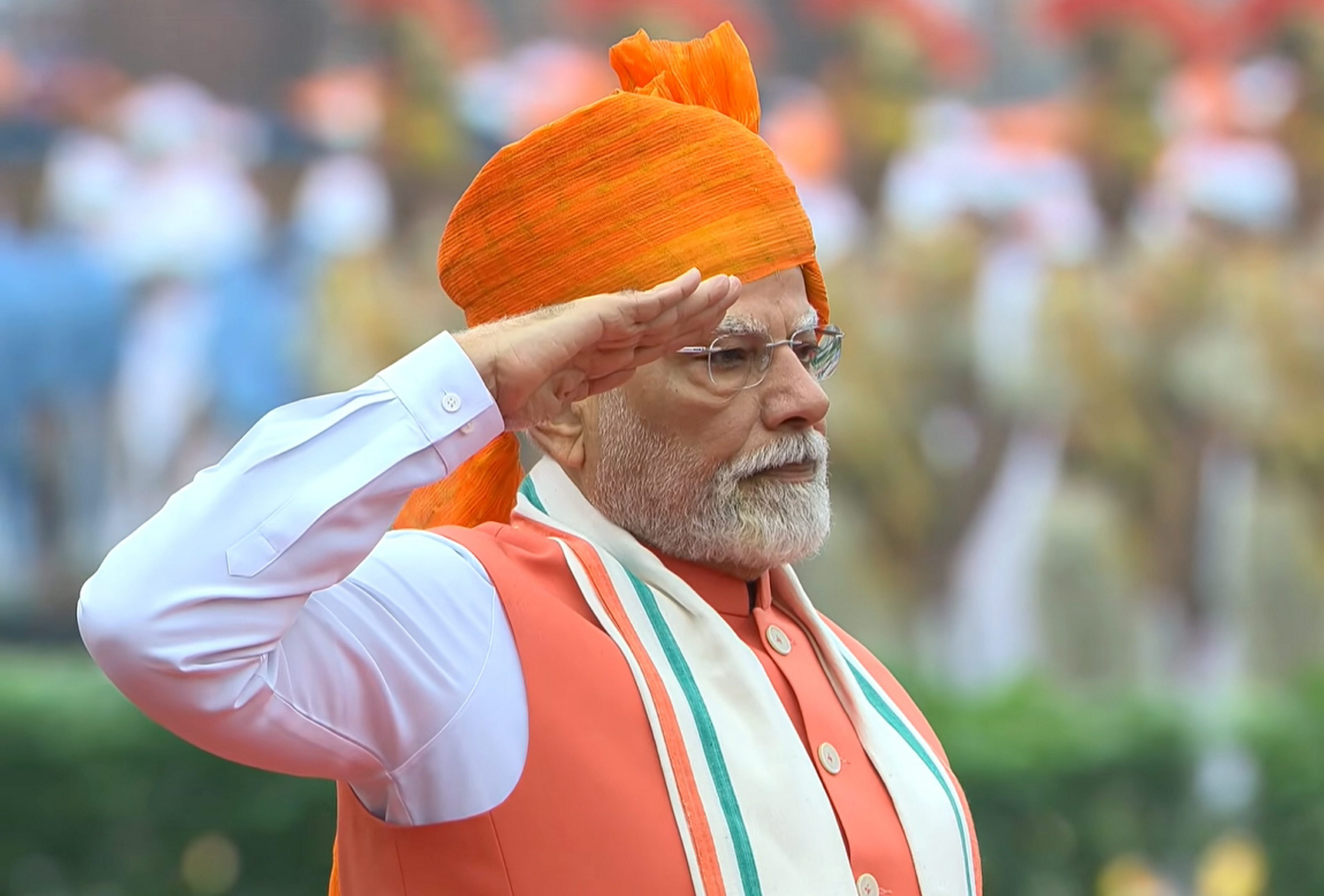 PM Modi delivers longest Independence Day speech, breaking his own record.
