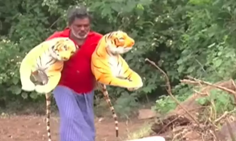 This Telangana Village Battles Monkeys with Toy Tigers