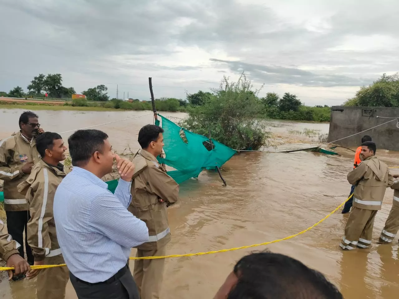 6 Family Members Rescued from Floods in Adilabad