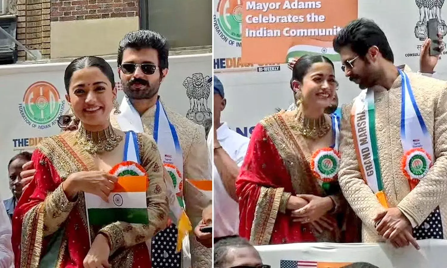 Vijay Deverakonda and Rashmika Mandanna Lead India Day Parade in New York Vijay Deverakonda and Rashmika Mandanna Lead India Day Parade in New York