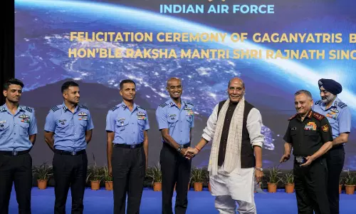Rajnath Singh Felicitates Gaganyatris