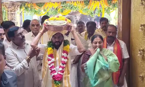 MLA Somireddy, Wife Present Silk Apparel to Deity at Golagamudi Ashram MLA Somireddy, Wife Present Silk Apparel to Deity at Golagamudi Ashram
