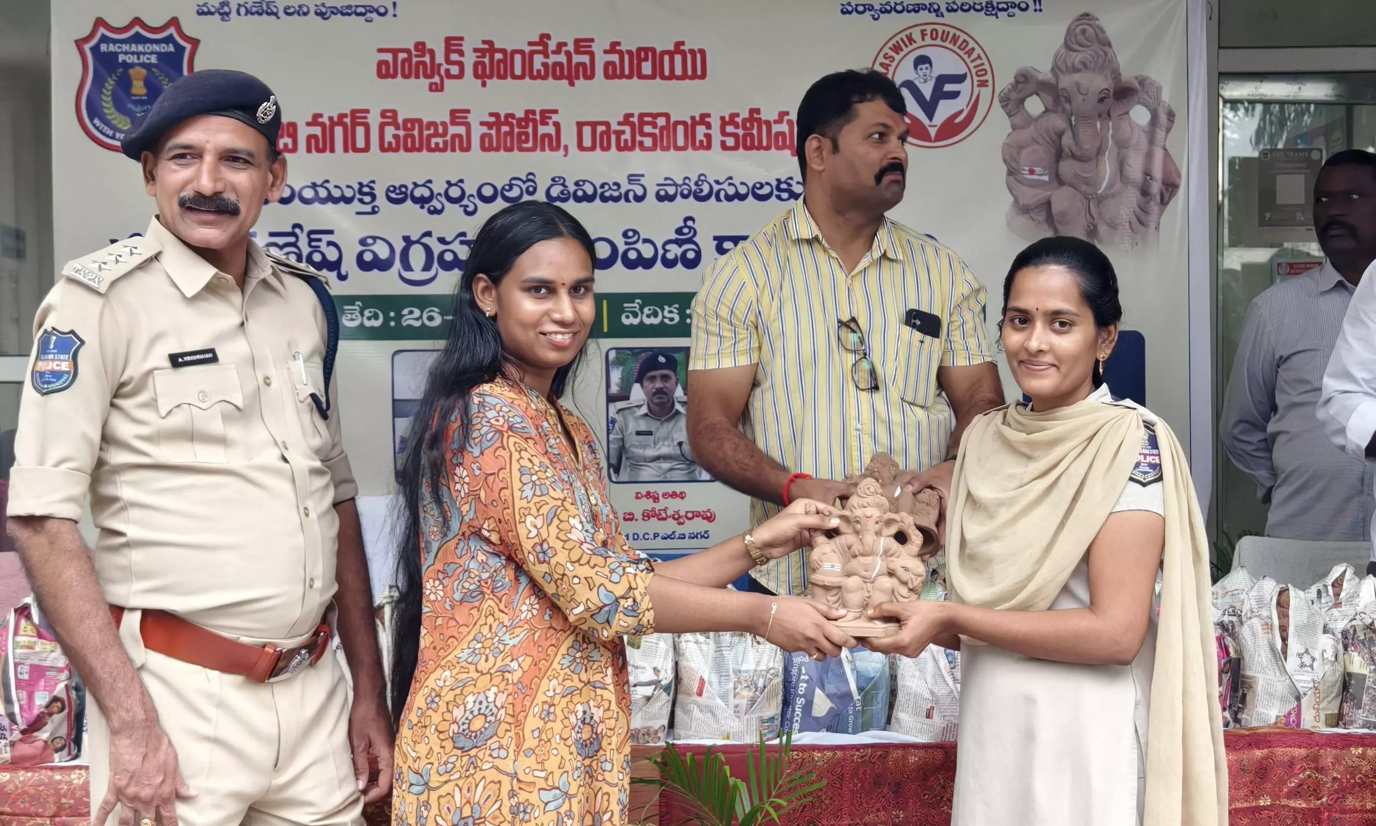 Eco-friendly Idols Distributed by LB Nagar Police