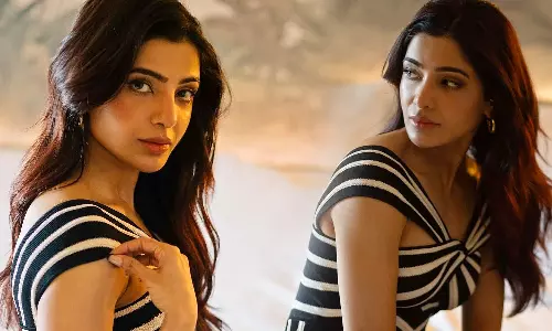 Samantha Ruth Prabhu Wows In A Black-And-White Striped Dress