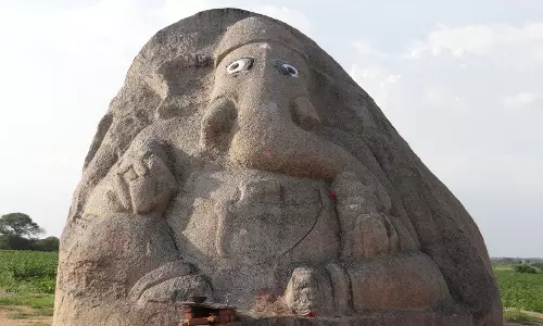 Monolithic Ganesh Sculpture At Avancha, Jadcherla