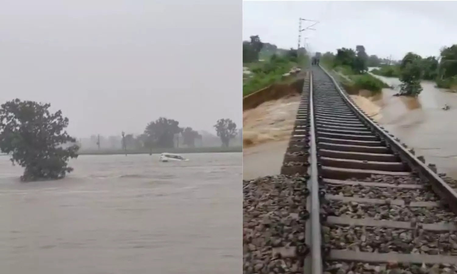 Heavy Rains Wreak Havoc In Kamareddy, Medak; Railway Track Washed Away