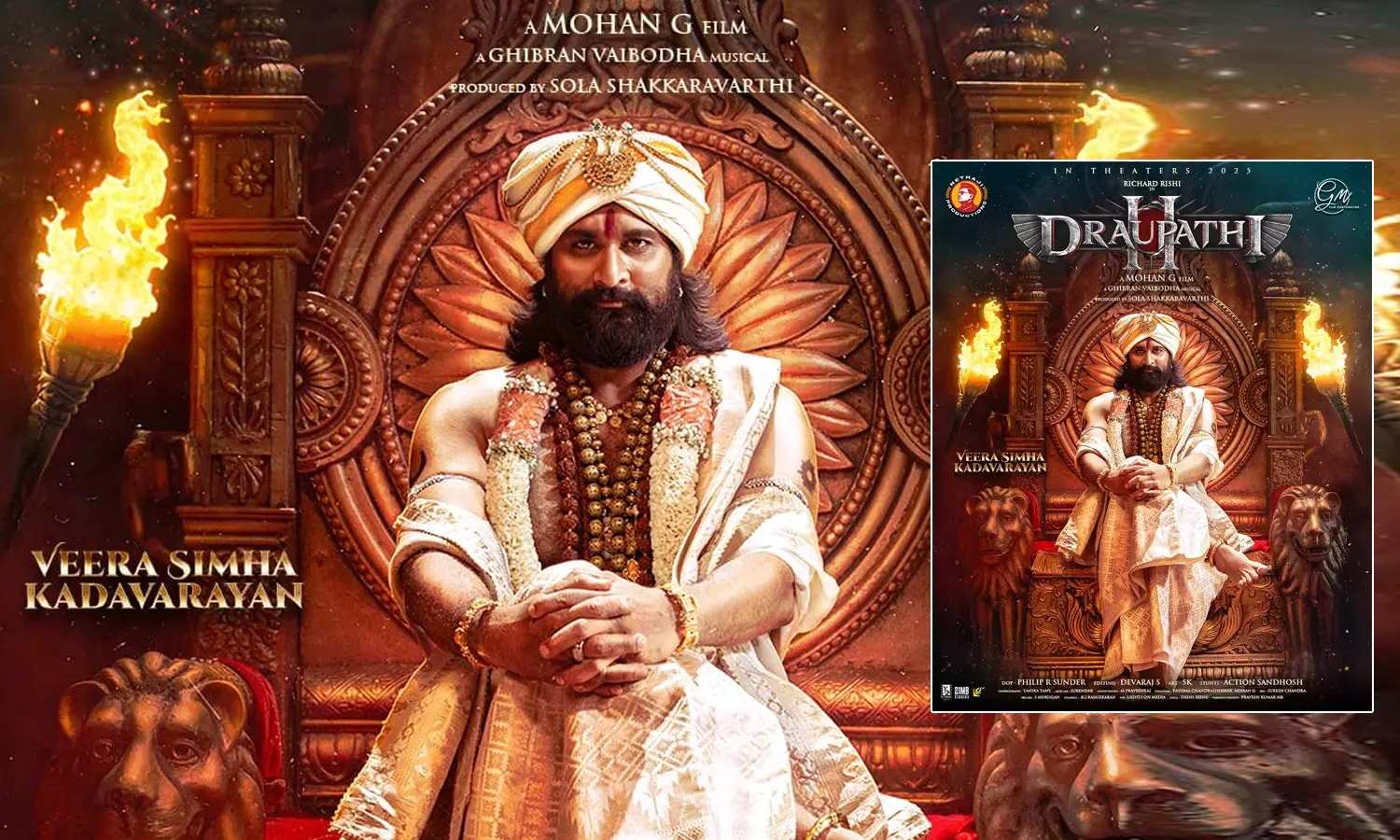 Roaring First Look Poster of Tamil-Telugu Historical Action Drama, Draupathi 2 Out