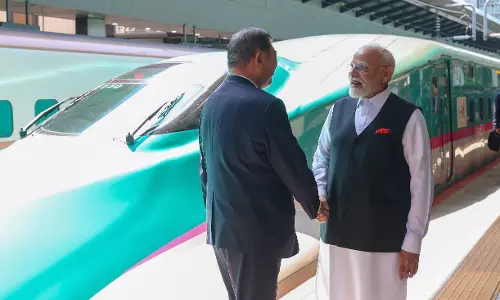 Japans PM Travels With PM Modi in Bullet Train