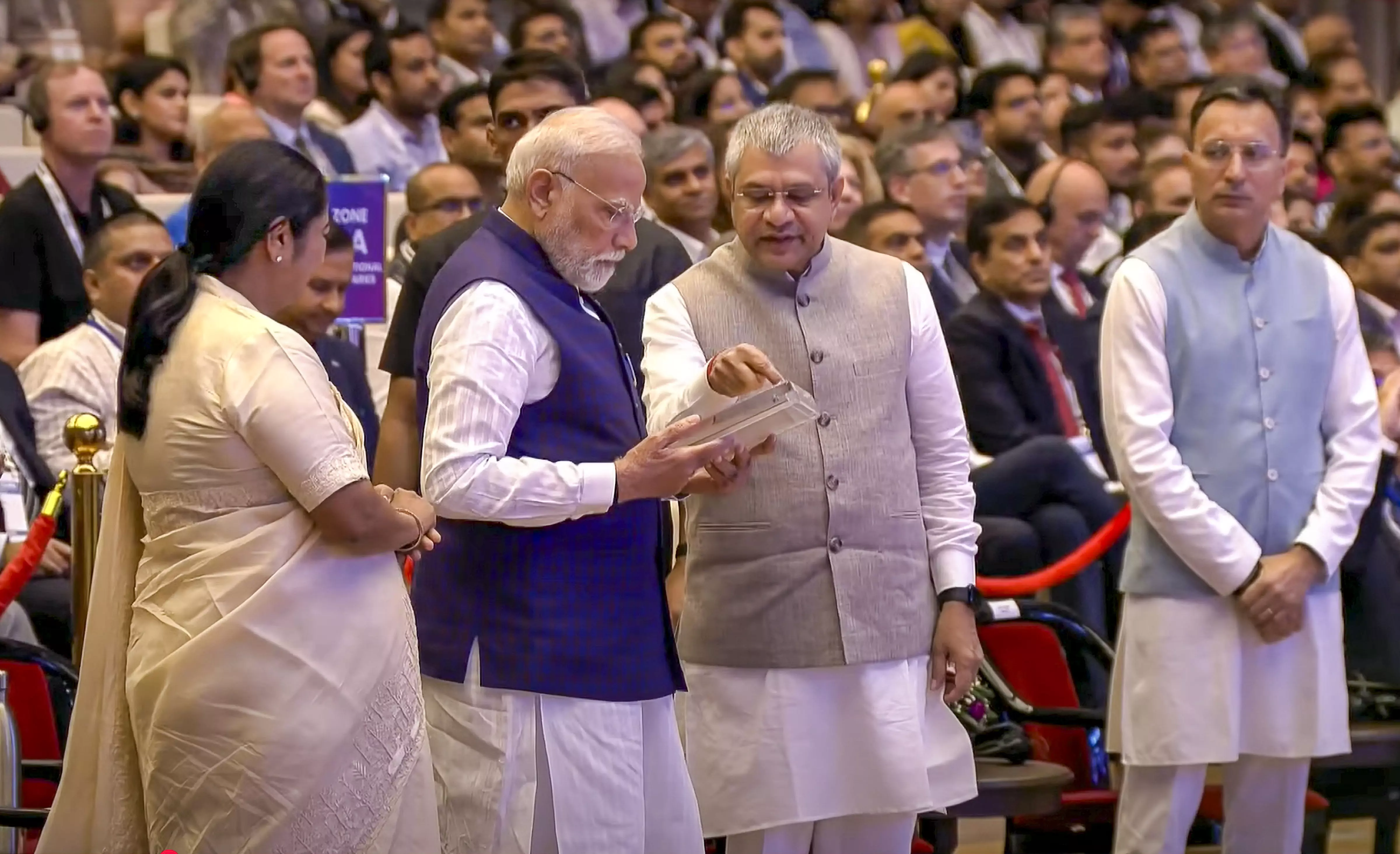 PM Modi Receives First Made-in-India Chip at Semicon 2025