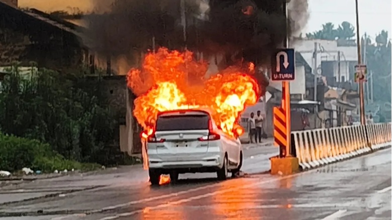 Driver Burns Car of Ganja After Tire Blowout in Odisha
